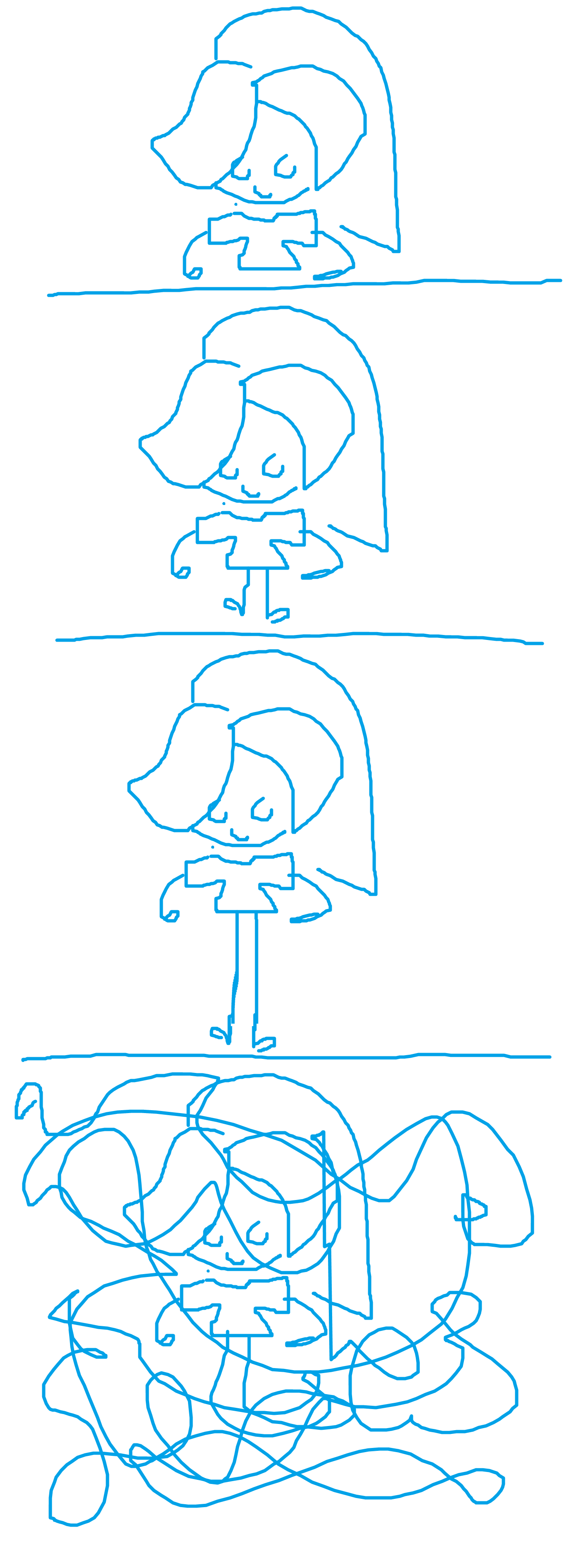 PANEL 1: taylor standing there normally. PANEL 2: taylor suddenly grows legs! PANEL 3: the legs grow longer!! PANEL 4: the legs grow out of control!!!! aaaaa help! END COMIC.