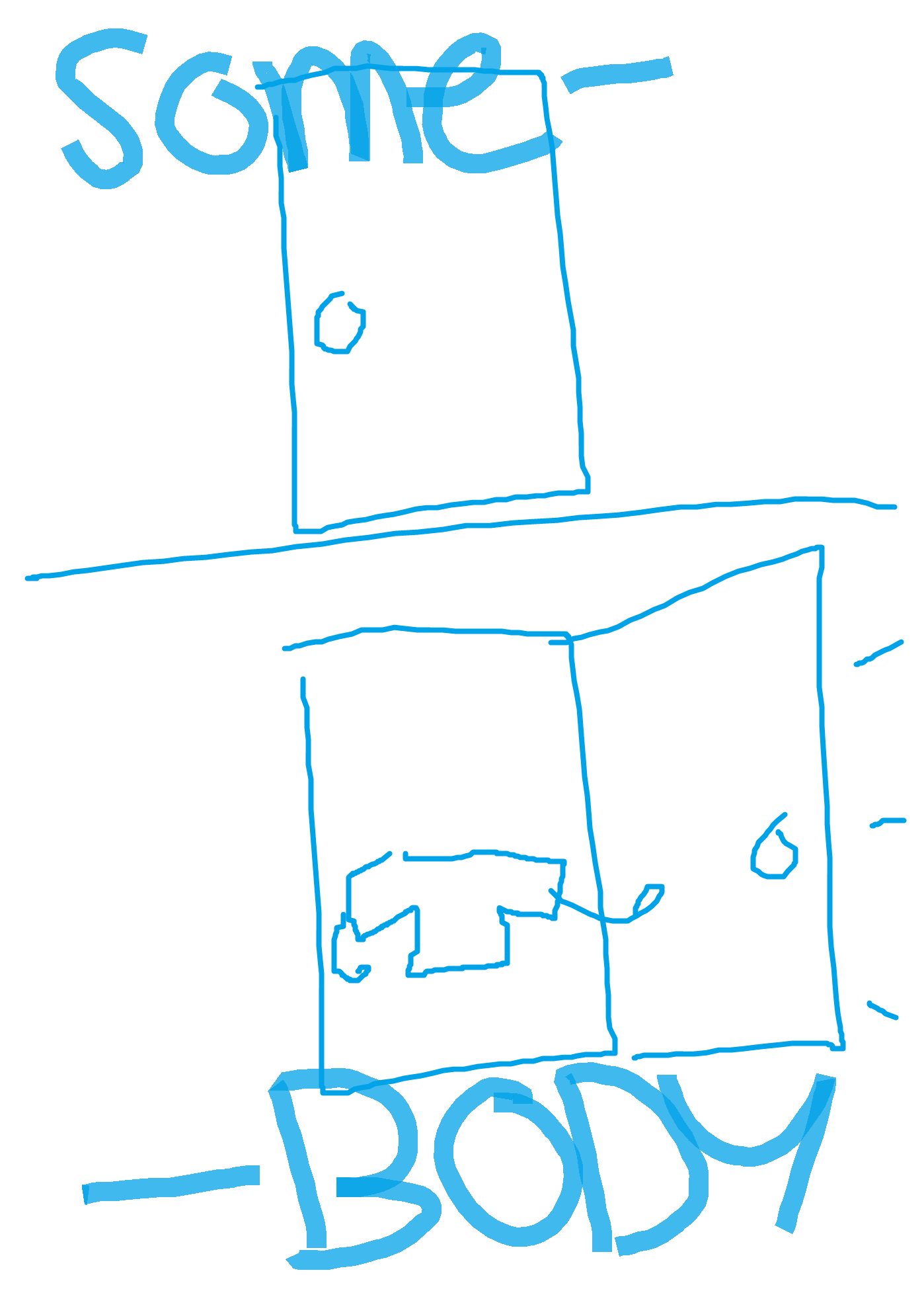 shrek meme where shrek slams open the door to the outhouse when smash mouth says 'someBODY' except behind the door is taylor with no head. only a body. END COMIC.